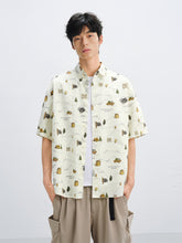 Men's Cotton Short-Sleeve Shirt with Allover Print